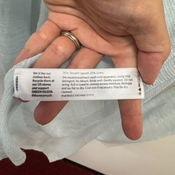 NWT Eileen Fisher Women's Sheer Aqua Linen Shape Cartigan $268 - Sz XL - Picture 5 of 11